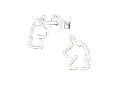 detske strieborne nausnicky jednorozec obrys