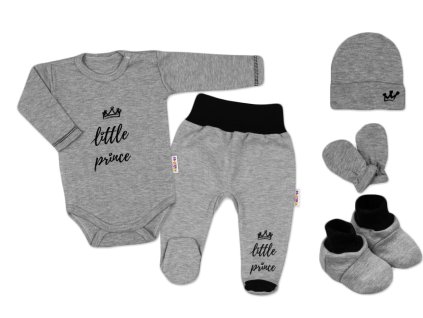 5-ti dílná soupravička do porodnice Little Prince - šedá (Velikost 62 (2-3m))
