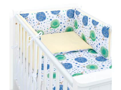 Mamo Tato 3-dílný set do postýlky s mantinelem - Pampelišky modré (Velikost povlečení 120x90)