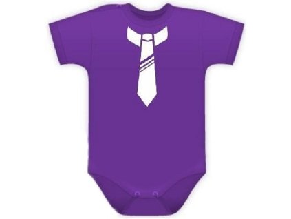 DEJNA Body kr. rukávek s potiskem kravaty - fialové (Velikost 74 (6-9m))
