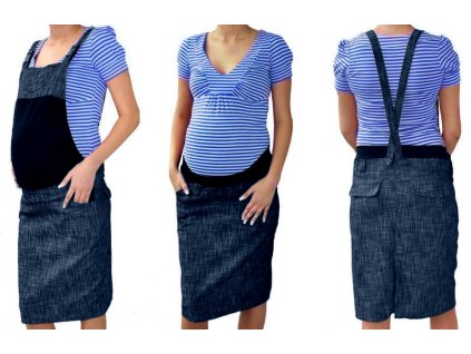 Be MaaMaa Těhotenské šaty/sukně s láclem - granátový melírek (Velikost oblečení M (38))