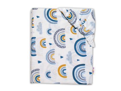 Baby Nellys Bavlněné prostěradlo - Duha, modrá, pastel (Rozměry 1 140x70)