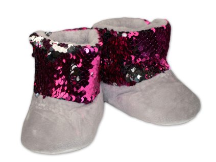 YO ! Zimní botičky/capáčky s flitry YO! - šedé (Velikost 80/86 (12-18m))