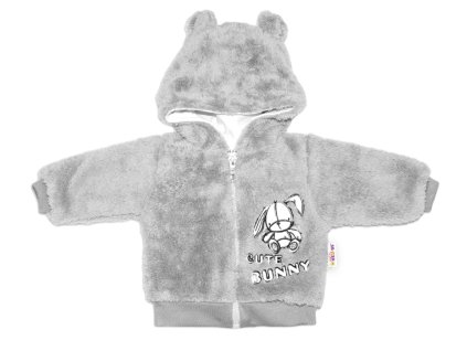Zimní kabátek chlupáčková bundička s kapucí Cute Bunny Baby Nellys - šedá (Velikost 74 (6-9m))