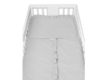 2-dílné bavlněné povlečení s volánkem SOFT, Baby Nellys, šedé (Velikost povlečení 135x100)