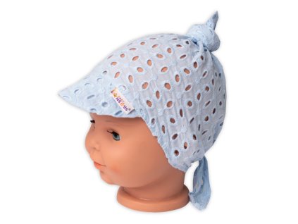 Letní šátek s kšiltem, bavlna, Madeira, Baby Nellys - sv. modrý (Velikost 80-98 (9-36m))