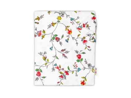 Baby Nellys Bavlněné prostěradlo 60 x 120 - Luční kvítky, bílé (Rozměry 1 140x70)