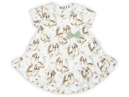 Bavlněné šatičky kr. rukáv Bambi, Nicol, krémové (Velikost 98 (2-3r))