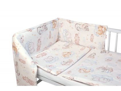 Baby Nellys 3-dílná sada Mantinel s povlečením, Sweet Dreams, bílá (Velikost povlečení 135x100, Rozměry polštáře 40 x 60, Rozměry přikrývky 120 x 90)