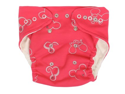 Mamatti Látková plenka EKO sada - kalhotky + 2 x plenka, Myška, vel. 3 - 8 kg, červená (Velikost 5 - 14 kg)