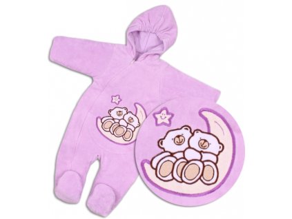 TERJAN Zimní/podzimní kombinézka/overálek Medvídci - lila/fialková (Velikost 74 (6-9m))