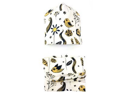 Bexa Jarní, podzimní čepice + komínek, Bird, granát (Velikost 98 (2-3r))