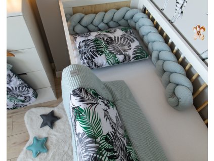 Baby Nellys 2-dílná sada do postýlky Vafel, bavlna LUX, Listy (Velikost povlečení 135x100)