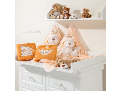 roztomila deka s vysivkou 80 x 95 cm orange rozne vysivky medvedikov