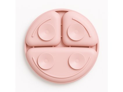 2x silikonovy tanier trojkomorovy ruzovy sivy