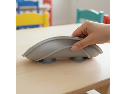 2x silikonovy tanier trojkomorovy bezovy sivy