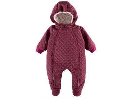 EEVI Dětská přechodová, prošívaná kombinéza s kapucí Bloom - bordó (Velikost 62 (2-3m))