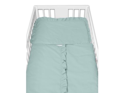 2-dílné bavlněné povlečení s volánkem SOFT, Baby Nellys, mint, vavřínová (Velikost povlečení 120x90)