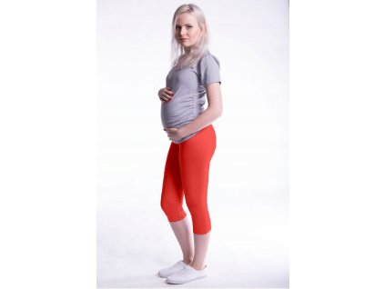 Be MaaMaa Těhotenské barevné legíny 3/4 délky - korálová, vel. M (Velikost oblečení M (38))
