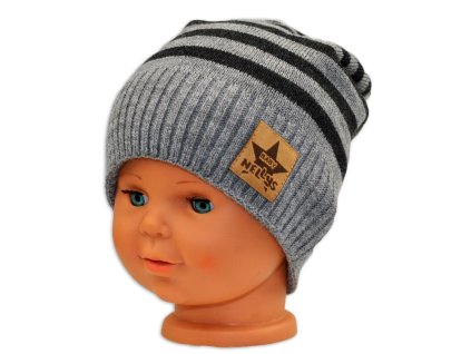 baby nellys jesenna zimni pruzkovana ciapka sv sivo grafit