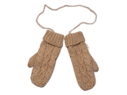 damske pletene palciaky s fleecovou podsivkou baby nellys cappuccino