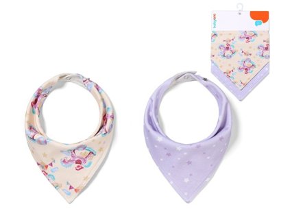 detsky podbradnik satka 2d sada babyono konik lila smotana