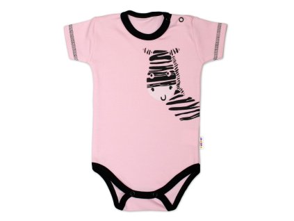 Body krátký rukáv Baby Nellys, Zebra - růžové (Velikost 50 (0-1m))