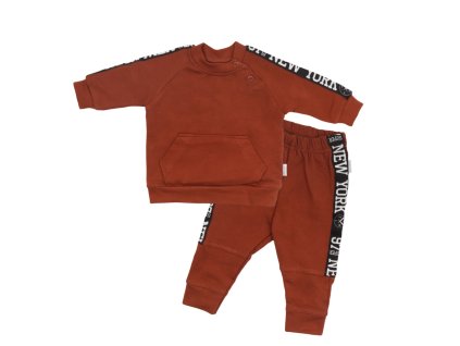 Mamatti Dětská tepláková souprava zapínání na boku, Baby Fox - hnědá (Velikost 68 (3-6m))