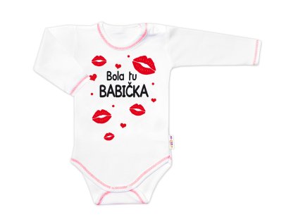 Body dlouhý rukáv s vtipným textem Baby Nellys, Bola tu BABIČKA (Velikost 56 (1-2m))