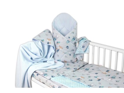 baby nellys 6 dielna vyhod suprava pre babatko s darcekom 120x90 liska a zajac modra
