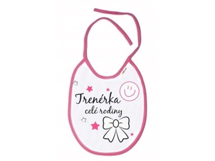 baby nellys nepremokavy podbradnik trenerka cele rodiny 24 x 27 cm ruzovy