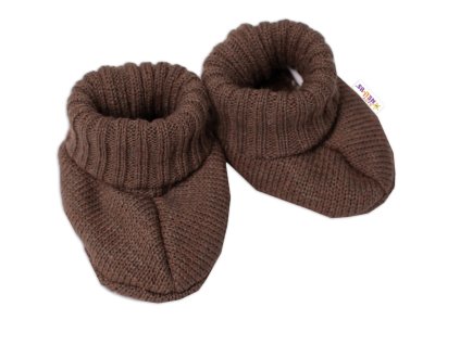 Baby Nellys Pletené botičky/capáčky STAR Hand Made, hnědé (Velikost 56/62 (0-3m))