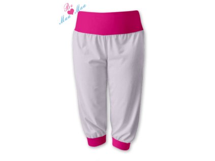 Be MaaMaa Sportovní 3/4 legíny CAPRI - bílá/růžová (Velikost oblečení S/M)