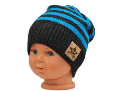 baby nellys jesenna zimni pruzkovana ciapka grafit tyrkys