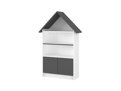 drevena kniznica skrina na hracky nellys domcek biela antracit