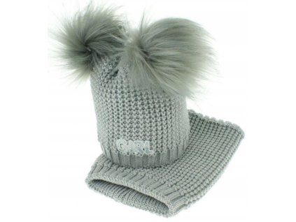 baby nellys zimna ciapocka s kominom chlupackove bambulky siva