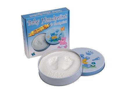 baby odtlacok v plechovke darcekova sada pre chlapceka modra