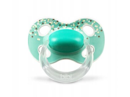 bibi silikonovy cumlik natural bodky 6 16 m tyrkysovy
