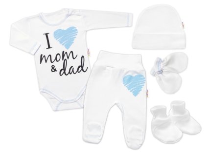 5-ti dílná soupravička do porodnice I love mom & dad, kluk, Baby Nellys (Velikost 56 (1-2m))