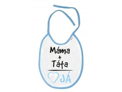 baby nellys nepremokavy podbradnik mama tata 24 x 27 cm modry