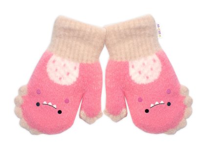zimne rukavicky s kozuskom dino baby nellys ruzove 104 110