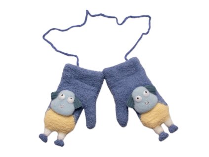 zimne rukavicky so snurkou a kozuskom ovecka modre 98 104 13cm