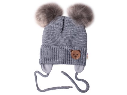 zimna ciapka s fleecom teddy bear chlupack bambulky tm seda seda