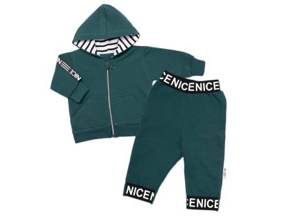 Baby Nellys Dětská tepláková souprava - Nice Boy - zelená (Velikost 62 (2-3m))
