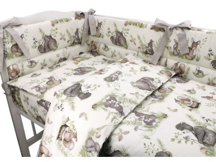 3-dílná sada Mantinel s povlečením Pohoda v lese - ecru/šedá (Velikost povlečení 120x90)
