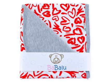babalu bavlnena obojstranna deka 80x90cm srdiecko seda cervena