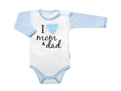 Body dlouhý rukáv Baby Nellys, I love mom & dad, kluk (Velikost 62 (2-3m))