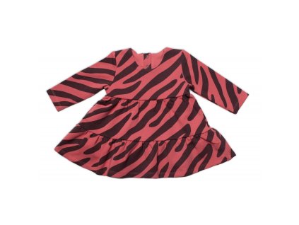 Dívčí bavlněné šaty Mrofi, Helen - cihlově červená s černými pruhy (Velikost 68 (3-6m))