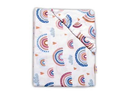 Bavlněné prostěradlo do postýlky, Duha, pastelová/bílá (Rozměry 1 120x60)