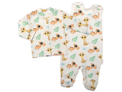 Baby Nellys 2-dílná sada bavlněné dupačky s košilkou, Camels baby - krémová (Velikost 62 (2-3m))